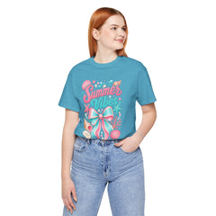 Summer Vibes Tee — Pastel Seashell Bow Beach T-Shirt
