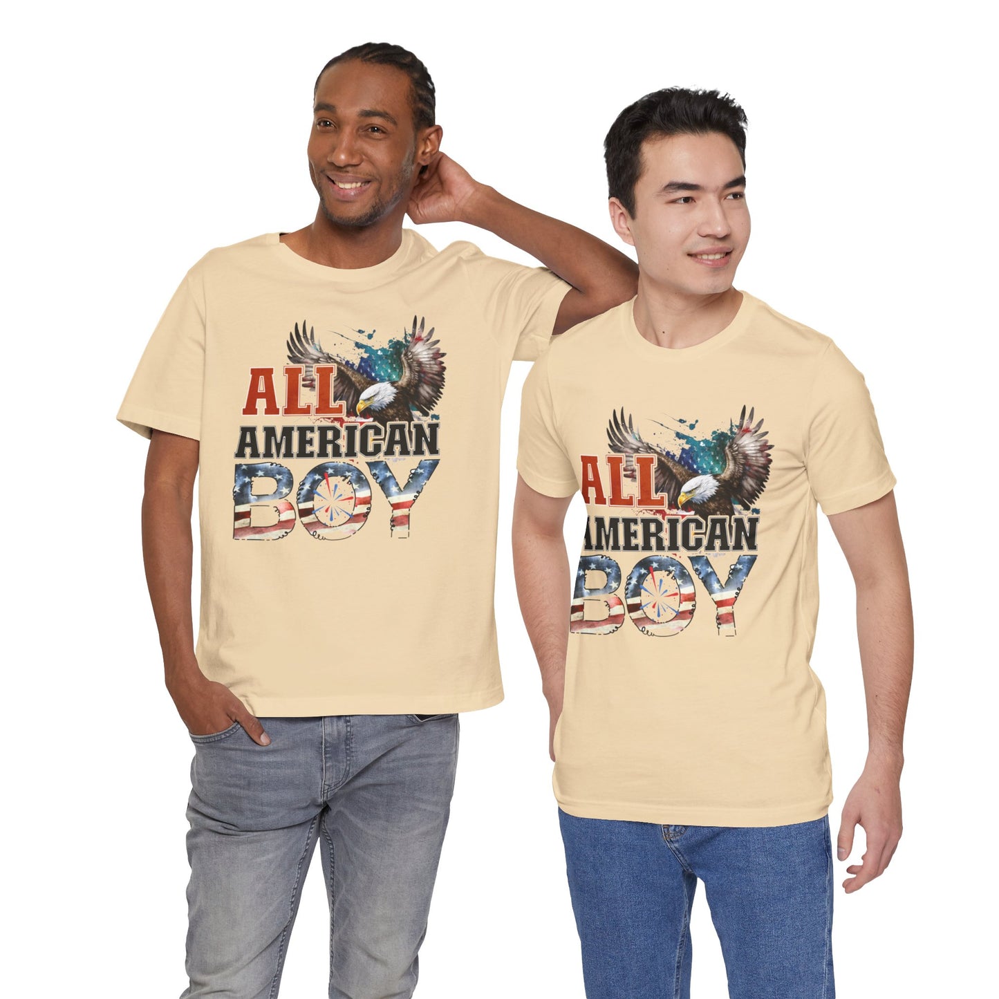 All American Boy With Eagle Graphic, Unisex Jersey Short Sleeve Tee