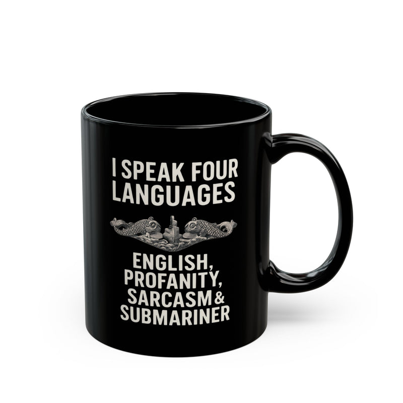 Funny Submarine Language Black Mug - Humor Gift for Coffee Lovers, Sarcasm, Birthday, Home Office, Travel, Language Enthusiasts