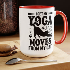 Funny Cat Graphic Mug, I Get My Yoga Moves From My Cat, Feline Mug, Pet Lover, Yoga Lover Mug, Cat Lover Mug, Gift for her, Workout Mug, Gift for Mom