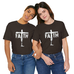 Faith Cross Prosthetic Leg T‑Shirt — Amputee Inspirational Christian Tee