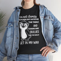 Clumsy Funny Penguin Graphic Tee | Unisex Heavy Cotton Tee | Great Gift for Animal Lovers, Birthdays, Casual Wear, Humorous Gifts, Everyday Style