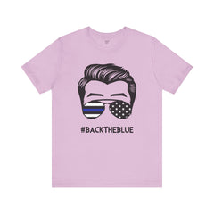 BACK THE BLUE Dad with Glasses, Graphic Unisex Short Sleeve Tee