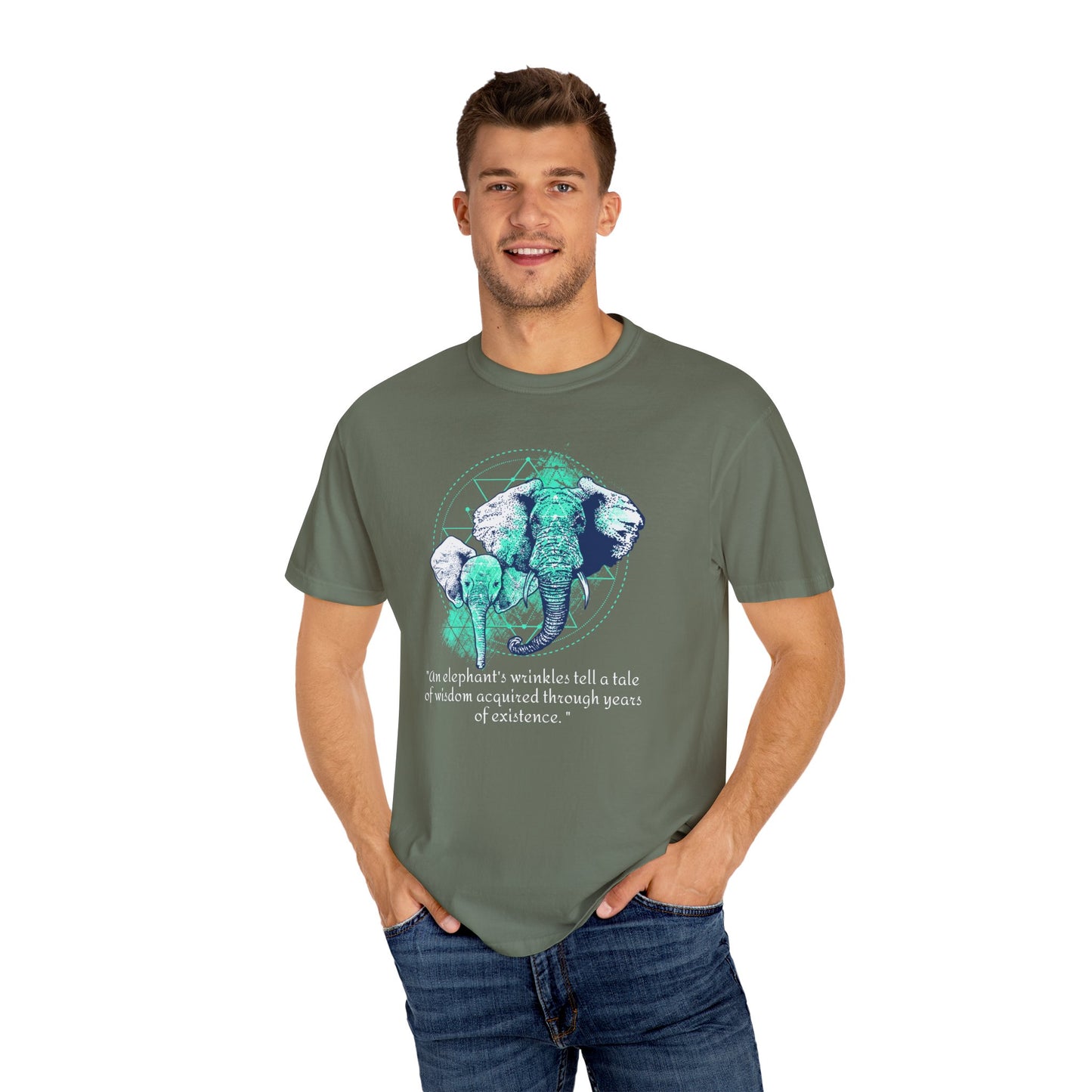 Elephant Portrait of Wrinkles - Unisex Garment-Dyed T-shirt