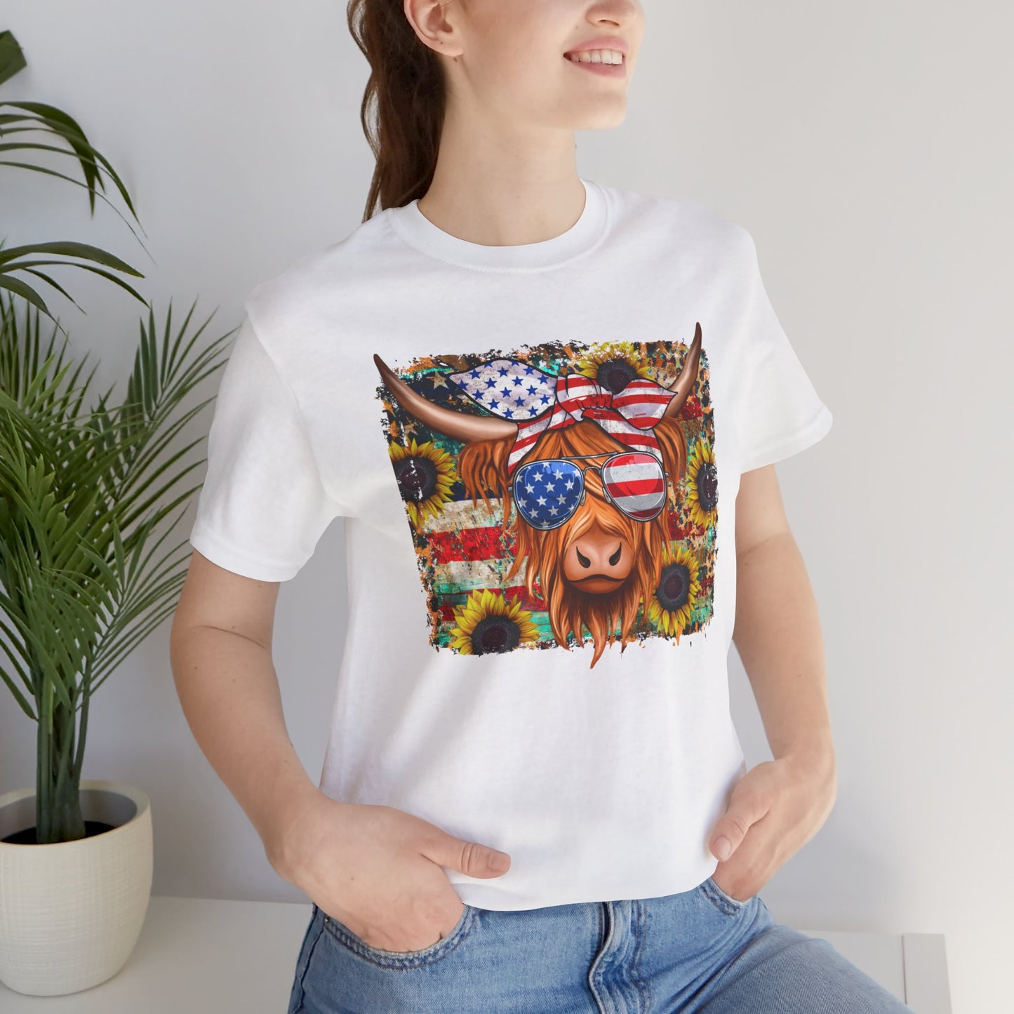 Patriotic Heifer Cow Unisex Jersey Short Sleeve Tee