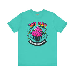 100 DAYS Sprinkled With Fun - Unisex Short Sleeve Tee | Elementary School Holiday, Teacher Apparel, Kids Motivation, Days Checked Off