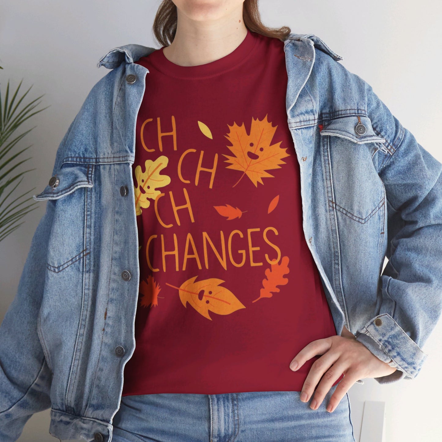 Changes Fall Leaves Graphic - Unisex Heavy Cotton Tee