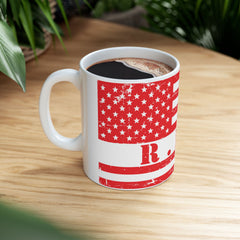 Patriotic Red Friday Flag Ceramic Mug – Distressed American Flag Coffee Cup (11oz & 15oz)