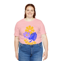 Summer Floral Tee — Retro Flowers & Monstera Design