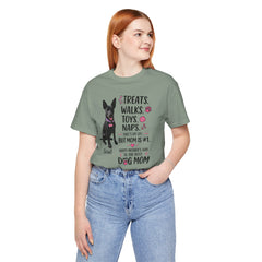 Personalized Your Dog and its name Mother's Day T-Shirt — 'Treats. Walks. Toys. Naps.