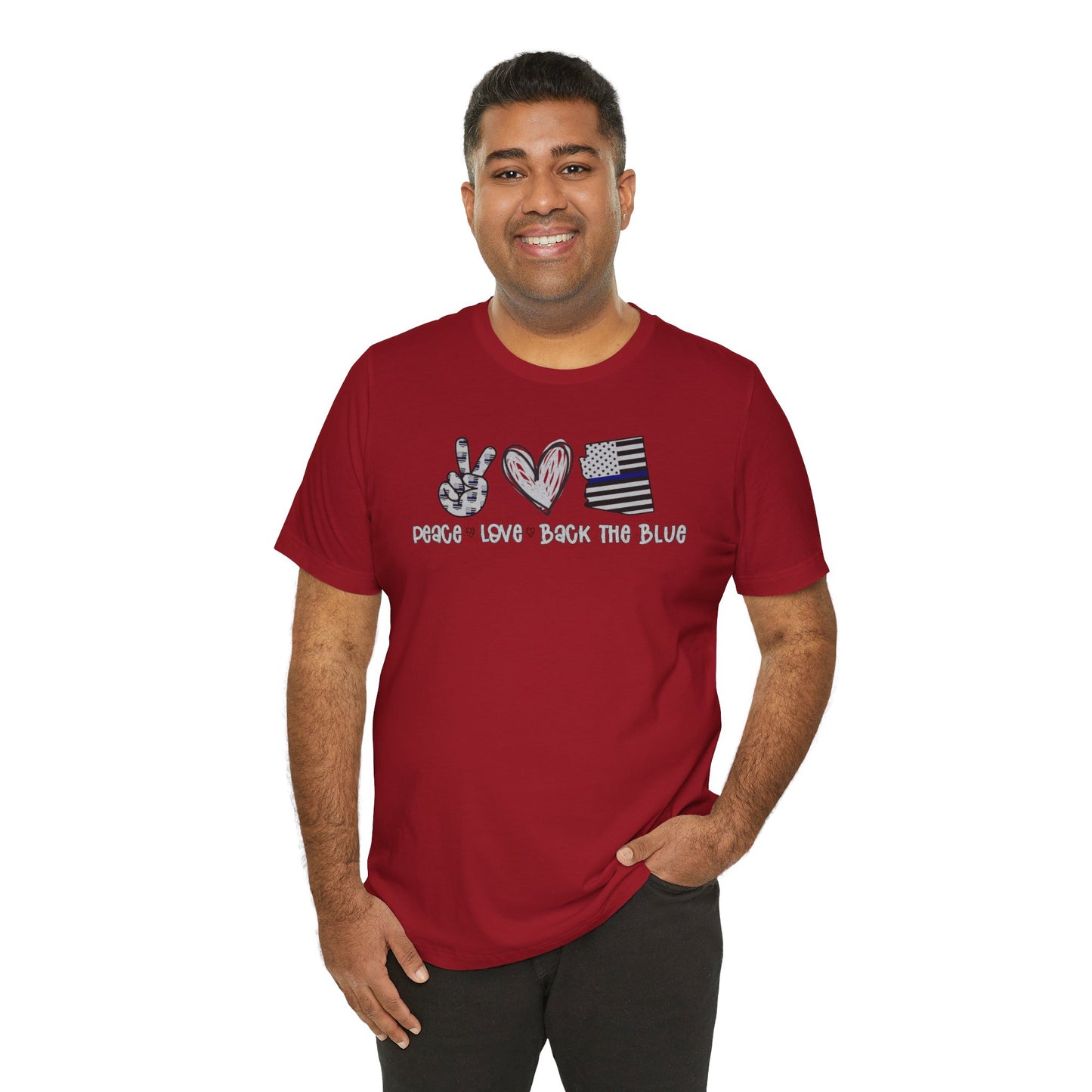 Peace Love Back The Blue in Arizona, Graphic Unisex Short Sleeve Tee