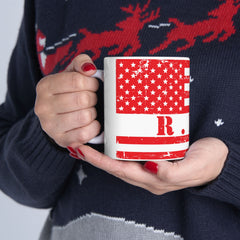 Patriotic Red Friday Flag Ceramic Mug – Distressed American Flag Coffee Cup (11oz & 15oz)