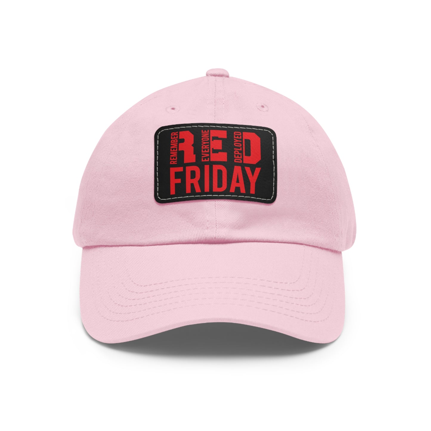 RED Friday unisex ball cap with Leather Patch (Rectangle) / Remember Everyone Deployed /awareness / honor military / active duty /