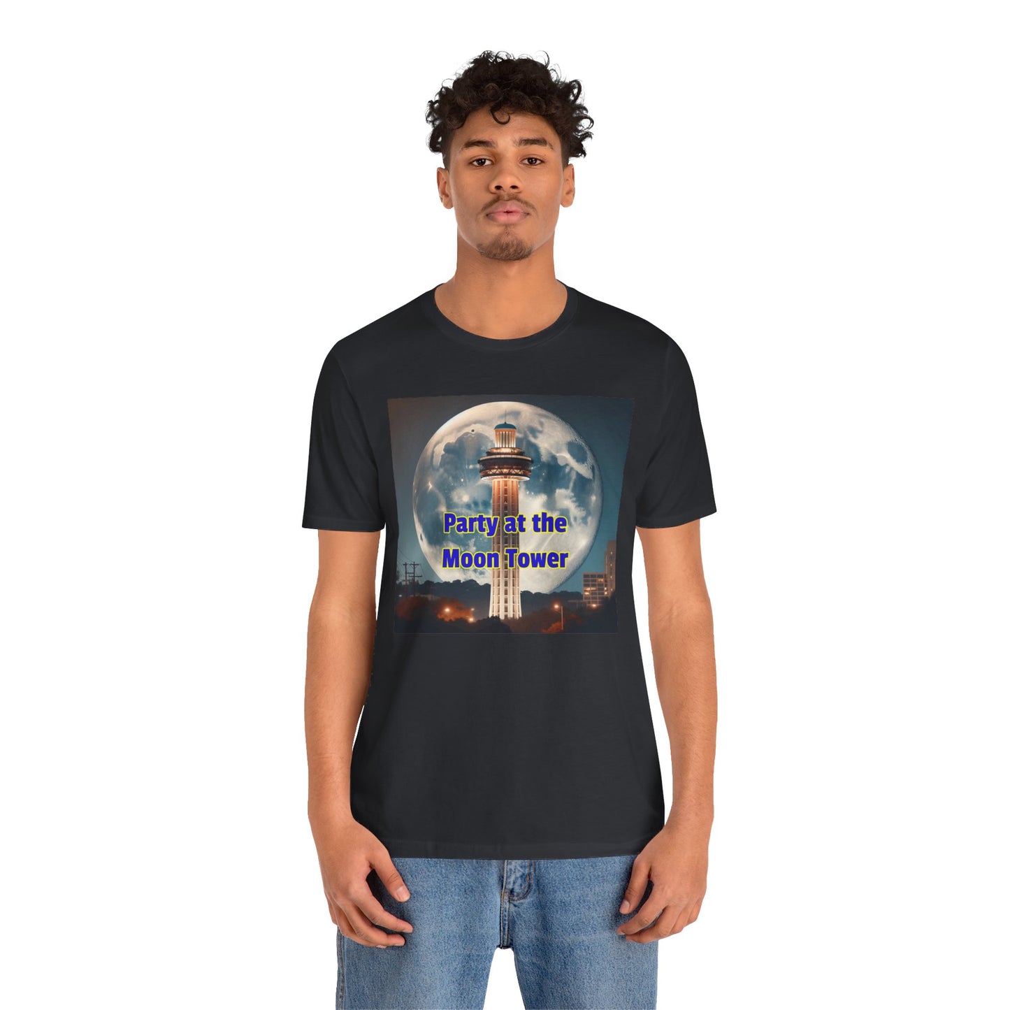 Party At The Moon Tower , Graphic Unisex Jersey Short Sleeve Tee