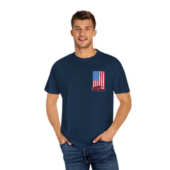 Patriotic Car Graphic Unisex T-Shirt - Vintage American Flag Design