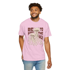 Jelly Fish, Be Kind To The Sea -  Graphic Unisex Garment-Dyed T-shirt