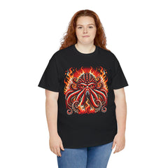 Fiery Fire Kraken - Graphic Unisex Heavy Cotton Tee