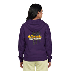 Personalized with your dogs image Zip Hoodie — "My Therapist Has a Wet Nose" Graphic