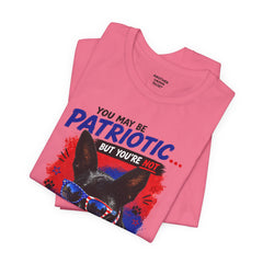 Personalized With Your Dogs Image and Name Patriotic Unisex Jersey Short Sleeve Tee