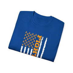Fighter on a American Flag with Limb Awareness Stars / Amputee / Amputation / Leg / Arm / / Prosthetic / Unisex Ultra Cotton Tee