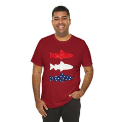 Patriotic Trout T-Shirt — Red White & Blue Fish Tee
