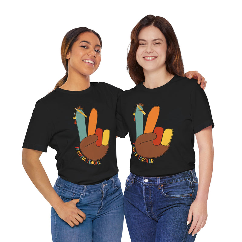 Thankful Teacher T‑Shirt – Hand Turkey Teacher Appreciation Tee