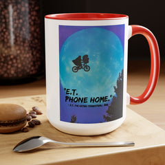 ET Phone Home Mug: 15oz Two-Tone, Retro Movie, Pop Culture Gift
