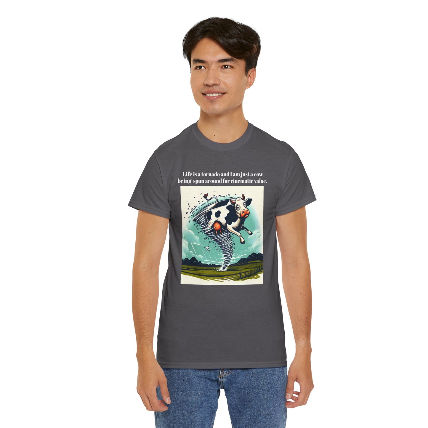 Funny Cow Caught In Tornado Unisex Tee