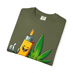 Vintage 'Lighter & Weed' Graphic T-Shirt — Relaxed Stoner/Cannabis Tee