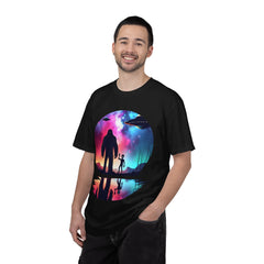 Bigfoot & Alien Nightscape T-Shirt — Sasquatch UFO Graphic Tee