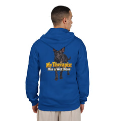 Personalized with your dogs image Zip Hoodie — "My Therapist Has a Wet Nose" Graphic