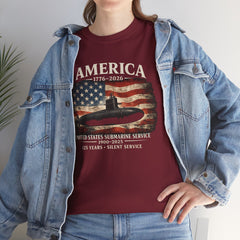 America 250th Submarine 125th Flag T-Shirt — Vintage USA Military Tee