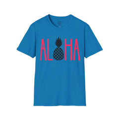 ALOHA with A PineApple Center Unisex Softstyle T-Shirt  Hawaii is so overrated. Grab a T Shirt and a PinaColada instead.