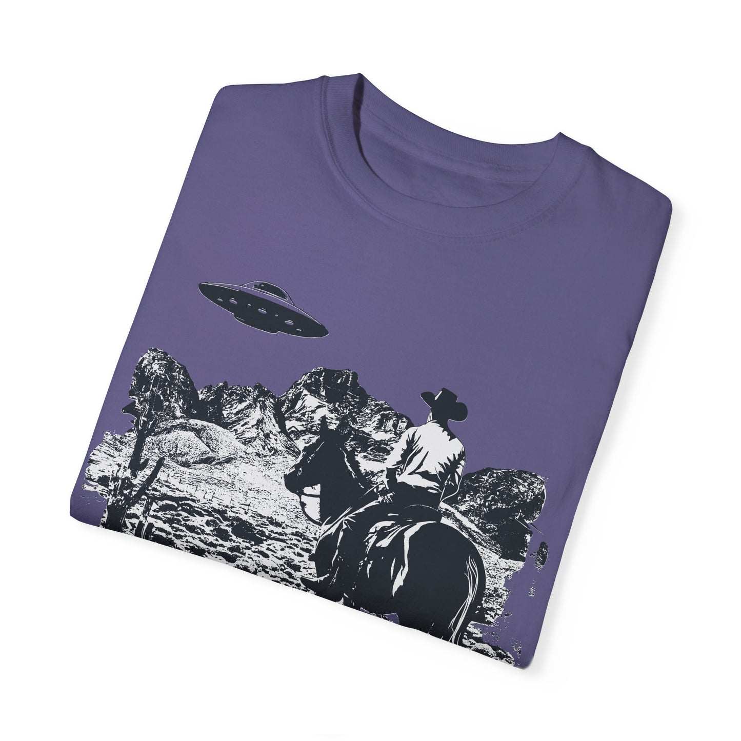 UFO Meets Cowboy Unisex Garment Shirt -Dyed  T Shirt