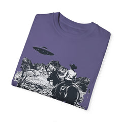 UFO Meets Cowboy Unisex Garment Shirt -Dyed  T Shirt