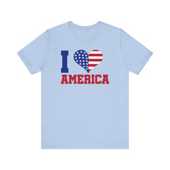 I Love America Heart Graphic, Unisex Jersey Short Sleeve Tee