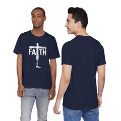 Faith Cross Prosthetic Leg T‑Shirt — Amputee Inspirational Christian Tee