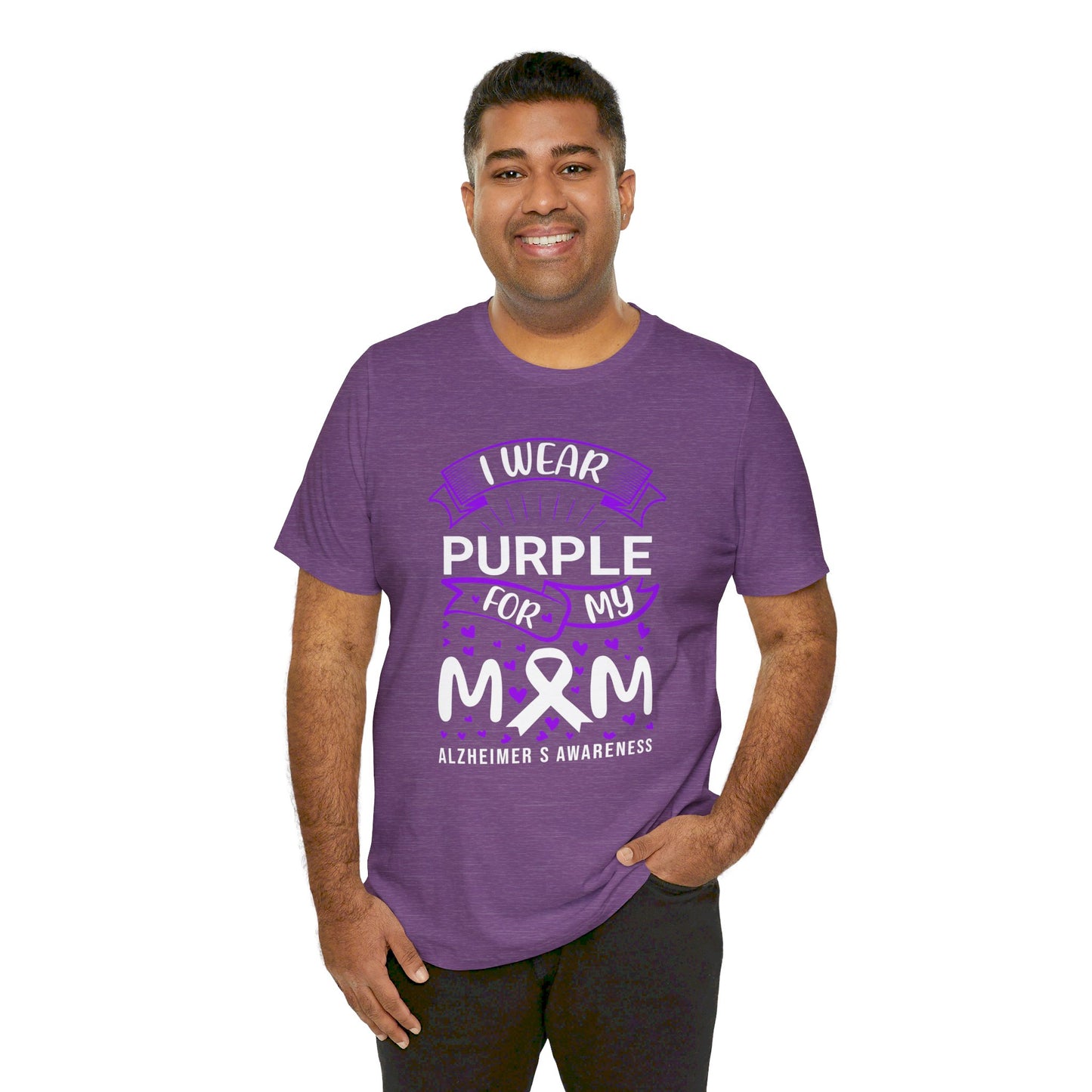 I Wear Purple For My Mom Alzheimers Awareness - Unisex Jersey Short Sleeve Tee