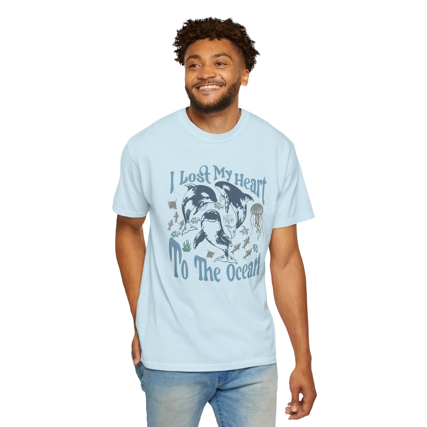 Sea Creatures, I Lost My Heart To The Ocean -  Graphic Unisex Garment-Dyed T-shirt