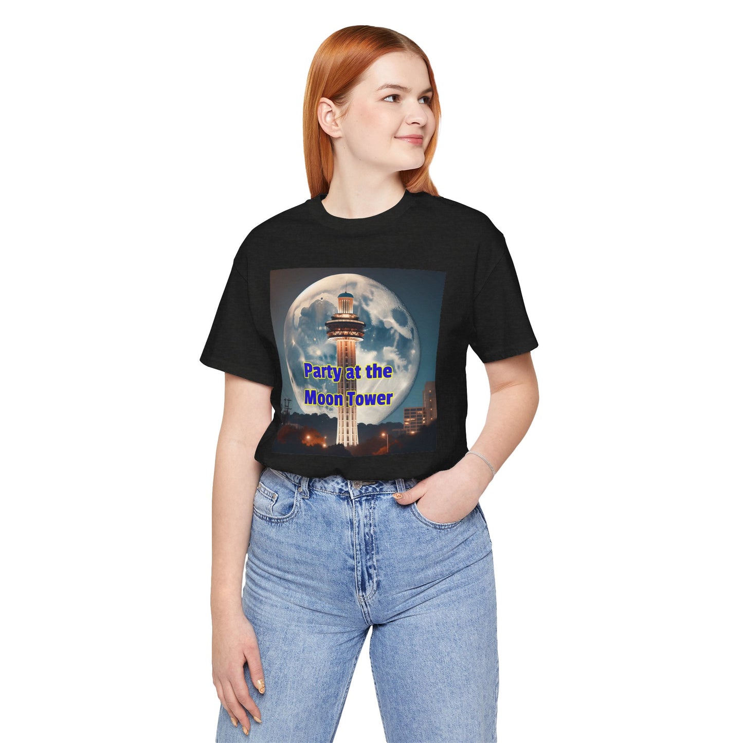 Party At The Moon Tower , Graphic Unisex Jersey Short Sleeve Tee