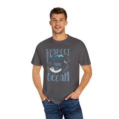 Whales, Respect The Ocean -  Graphic Unisex Garment-Dyed T-shirt