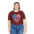 Red White and Blue Heart with Jets Graphic, Unisex Jersey Short Sleeve Tee