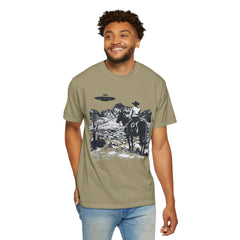 UFO Meets Cowboy Unisex Garment Shirt -Dyed  T Shirt