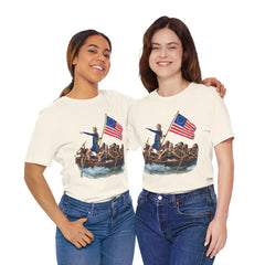 Historical Fever Patriot T‑Shirt — Revolutionary Flag Rowboat Design