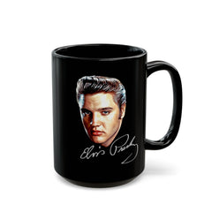 Portrait of Elvis Graphic - Black Mug (11oz, 15oz)