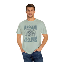 Sea Turtle, The Ocean Is Calling -  Graphic Unisex Garment-Dyed T-shirt