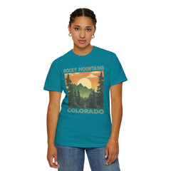 Rocky Mountains Colorado Graphic, Comfort Colors Soft Relaxed Fit Unisex Garment-Dyed T-shirt