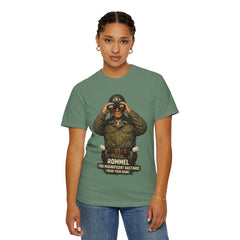 Graphic T-Shirt — Vintage WWII General George Patton Binoculars Design with "Rommel You Magnificent Bastard" Text