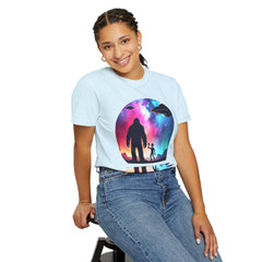 Bigfoot & Alien Nightscape T-Shirt — Sasquatch UFO Graphic Tee