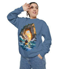 Adventure Kayak Sweatshirt — Comfort Colors Sunset Sea Arch Graphic